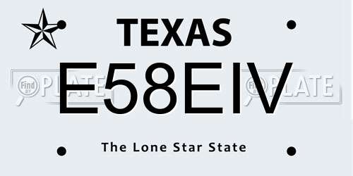 E58EIV Texas License Plate