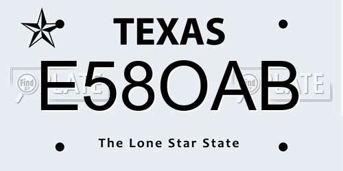 E58OAB Texas License Plate