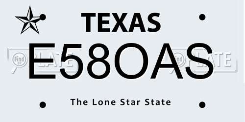 E58OAS Texas License Plate
