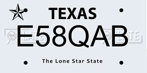 E58QAB Texas License Plate