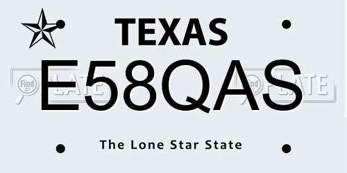 E58QAS Texas License Plate
