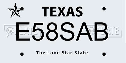 E58SAB Texas License Plate