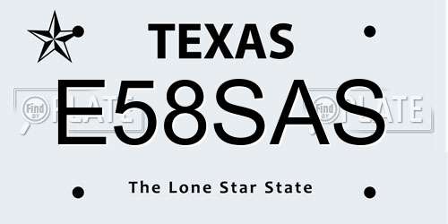 E58SAS Texas License Plate