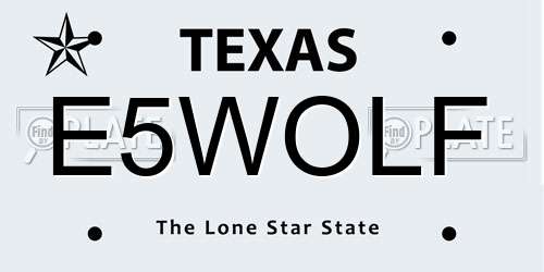 E5WOLF Texas License Plate