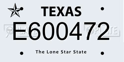 E600472 Texas License Plate