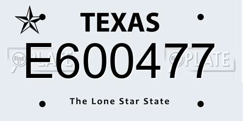 E600477 Texas License Plate