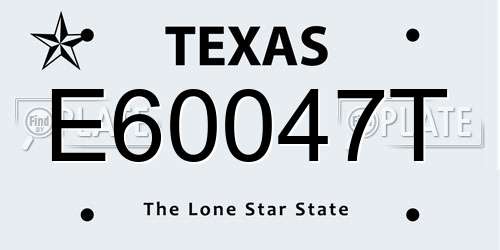 E60047T Texas License Plate