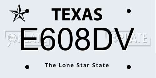 E608DV Texas License Plate