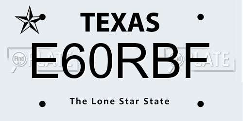 E60RBF Texas License Plate