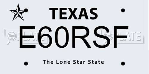 E60RSF Texas License Plate