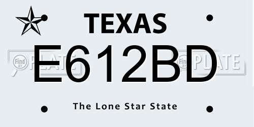 E612BD Texas License Plate