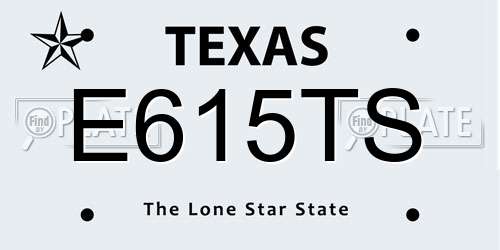 E615TS Texas License Plate