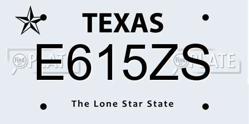 E615ZS Texas License Plate