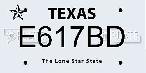 E617BD Texas License Plate