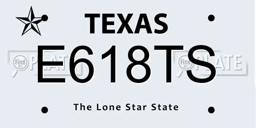 E618TS Texas License Plate