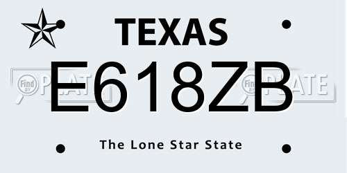 E618ZB Texas License Plate