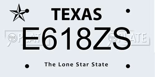 E618ZS Texas License Plate