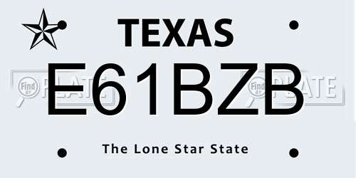 E61BZB Texas License Plate