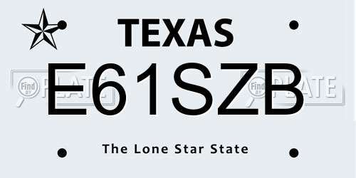 E61SZB Texas License Plate