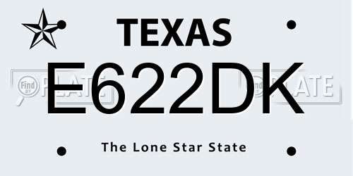 E622DK Texas License Plate
