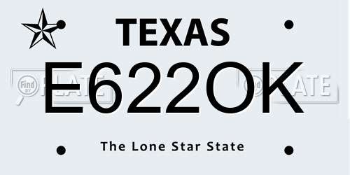 E622OK Texas License Plate