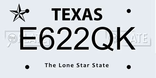 E622QK Texas License Plate