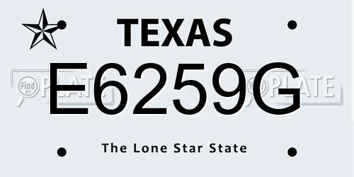 E6259G Texas License Plate