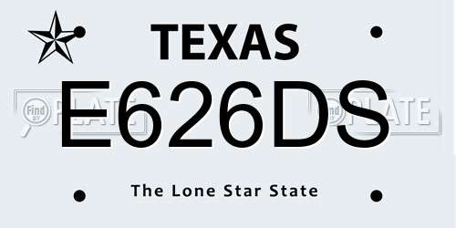 E626DS Texas License Plate