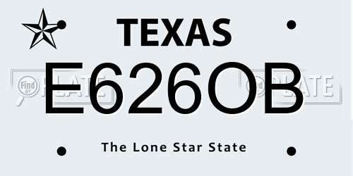E626OB Texas License Plate