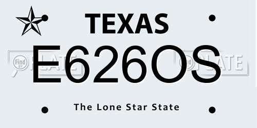 E626OS Texas License Plate