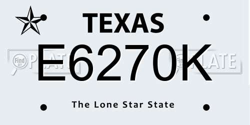 E6270K Texas License Plate
