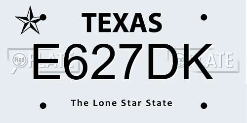 E627DK Texas License Plate