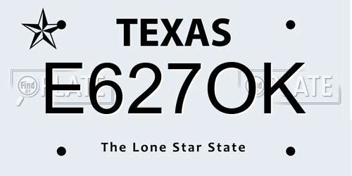 E627OK Texas License Plate