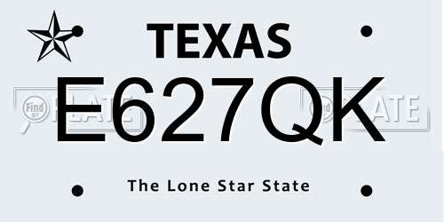 E627QK Texas License Plate