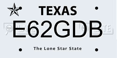 E62GDB Texas License Plate
