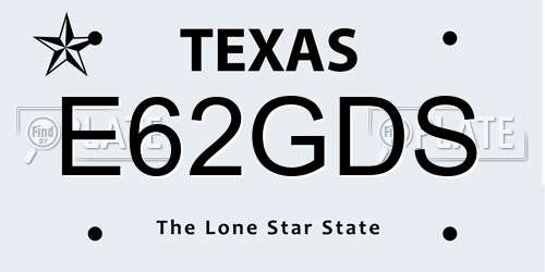 E62GDS Texas License Plate