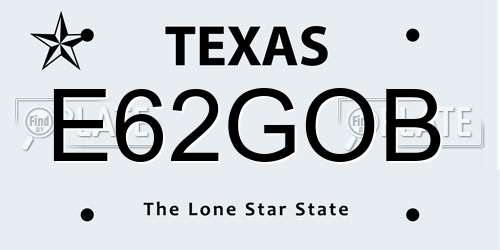 E62GOB Texas License Plate