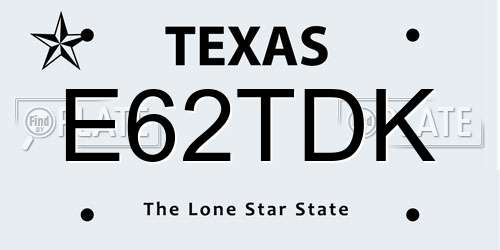 E62TDK Texas License Plate