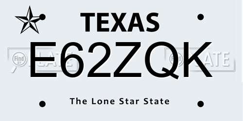 E62ZQK Texas License Plate