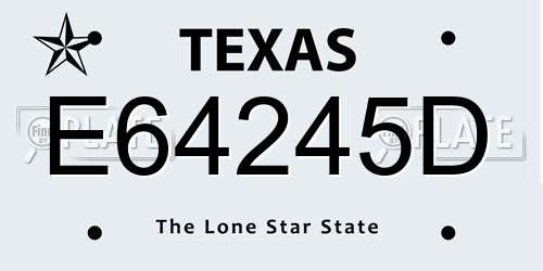 E64245D Texas License Plate