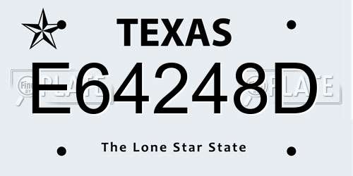 E64248D Texas License Plate