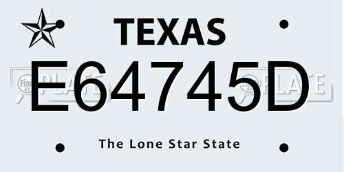 E64745D Texas License Plate