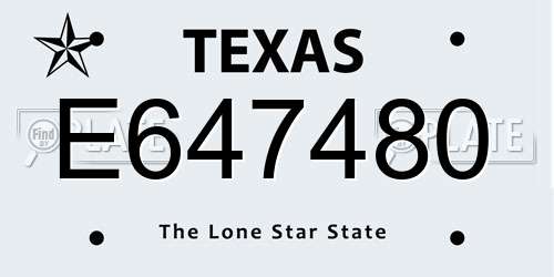 E647480 Texas License Plate