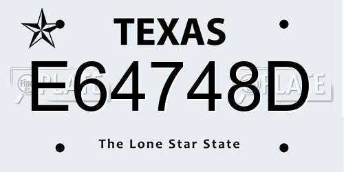 E64748D Texas License Plate