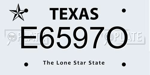 E6597O Texas License Plate
