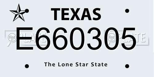 E660305 Texas License Plate