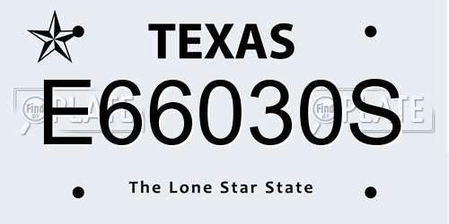 E66030S Texas License Plate
