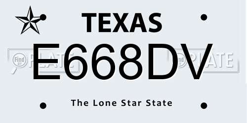 E668DV Texas License Plate
