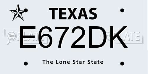 E672DK Texas License Plate