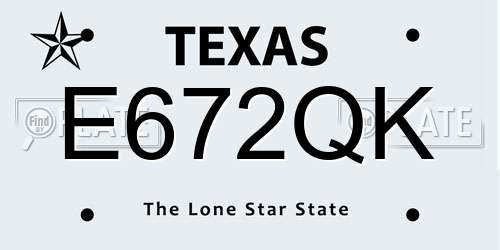E672QK Texas License Plate